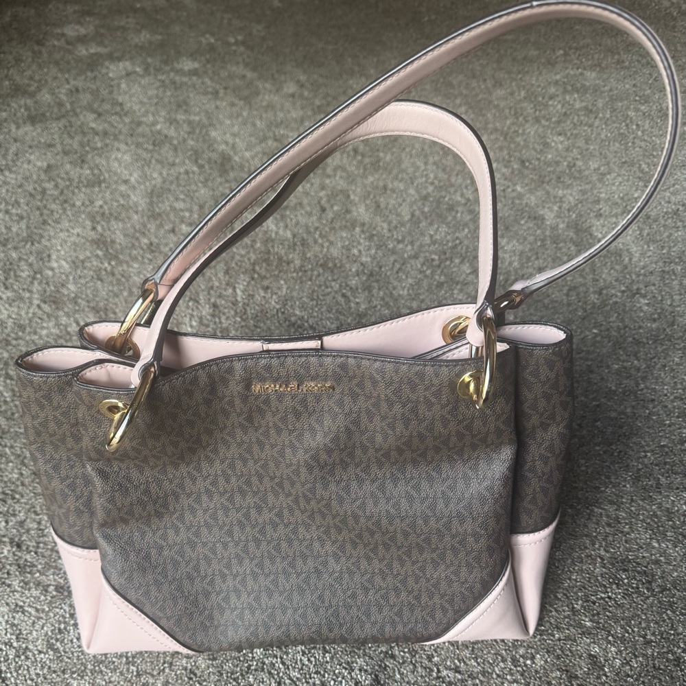 Michael Kors Pink and Brown Monogram Tote - Picture 2 of 5